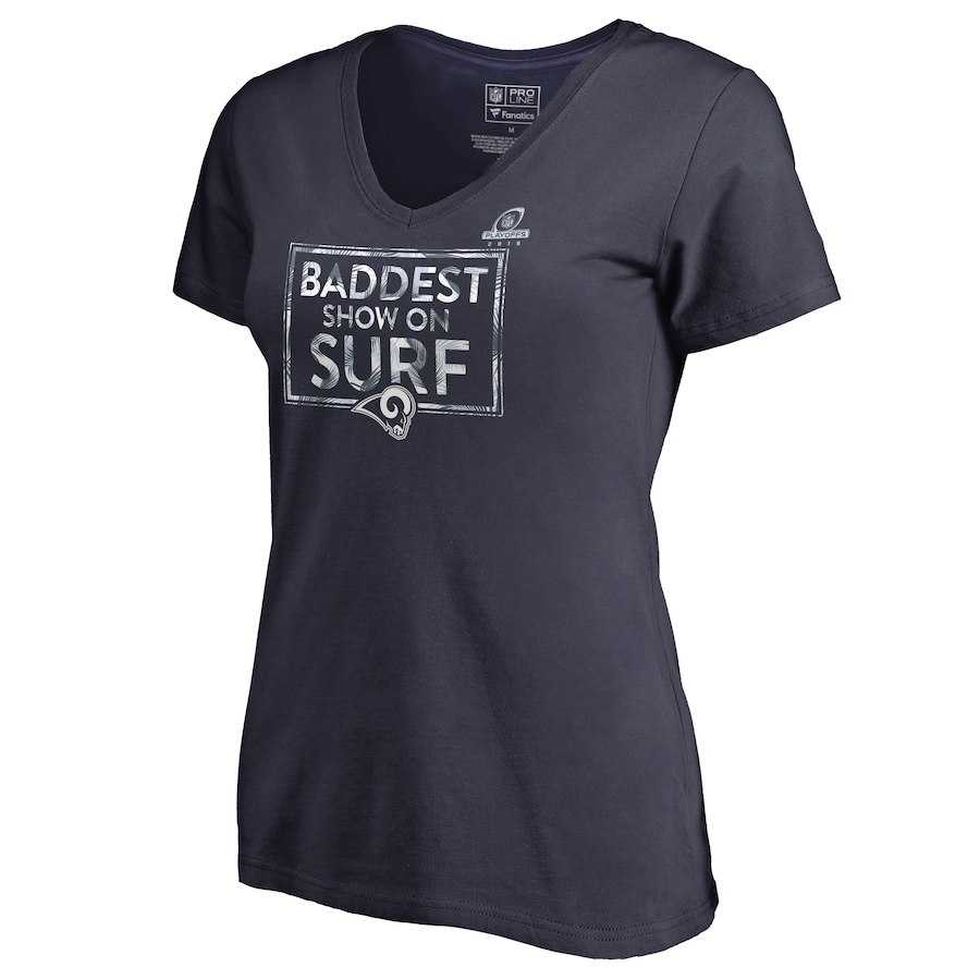 Women Rams Navy 2018 NFL Playoffs Baddest Show On Surf T-Shirt,We sell and wholesale Women Rams Navy 2018 NFL Playoffs Baddest Show On Surf T-Shirt on line form chian!